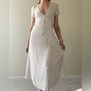 Pull&Bear White Striped Midi Dress